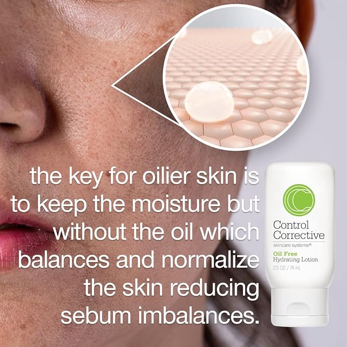 CONTROL CORRECTIVE Oil Free Hydrating Lotion, 2.5 Oz - Lightweight, Silky, Non-Comedogenic, Oil-Free, Facial Moisturizer, Leaves Skin Hydrated And Glowing, Calms, Purifies, Tones, Repairs, Balances