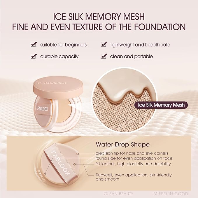 Cellglow Pro Lasting Cushion Foundation, Brighten Skin Skincare Foundation Cushion Natural Coverage Nourishing Makeup, Breathable and Lightweight, Vegan, Warm Vanilla, Refill not Included