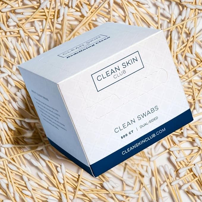 Clean Skin Club Clean Swabs | 6 Pack Total 3000 Count | One Pointed Tip | Biodegradable + Organic Cotton & Bamboo | Makeup & Nail Polish Touch-ups | Chlorine-Free & Hypoallergenic