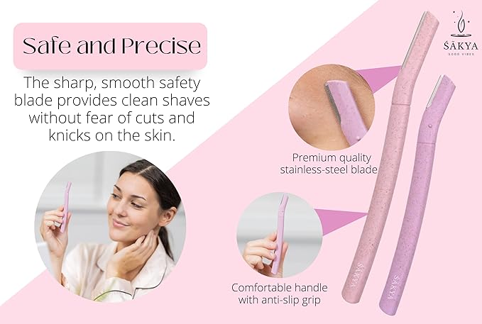 Sakya Biodegradable Women's Dermaplaning Tool - Dermaplane Facial Sensitive Skin Hair Removal Face Razor, Twinkle Blade for Eyebrows & Peach Fuzz - Sonic