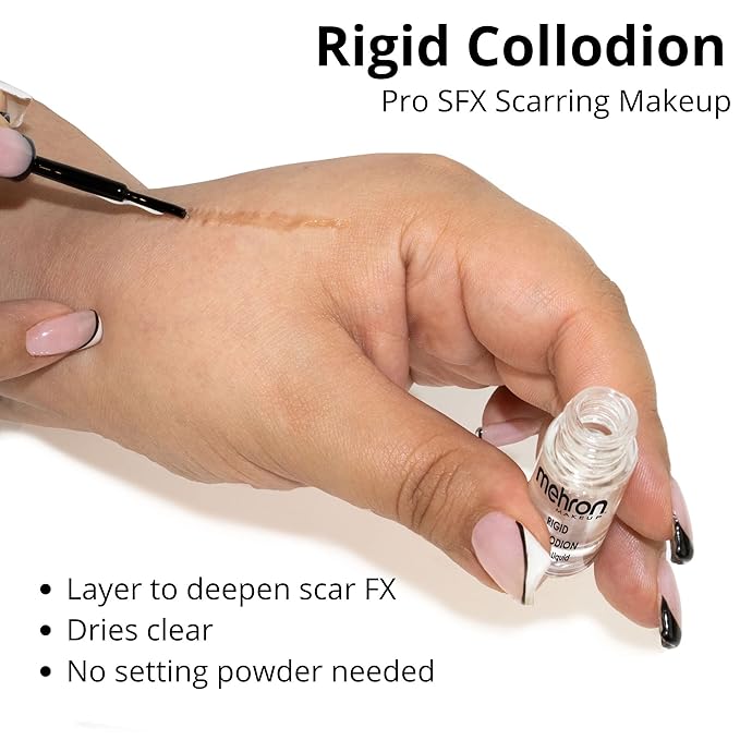 Mehron Makeup Rigid Collodion with Brush | Scarring Liquid | Liquid Scar Makeup | SFX Scar for Film .125 oz (4ml)