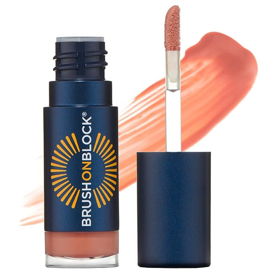 Brush On Block Sun Shine Protective Lip Oil SPF 30, Mineral Protection from UVA/UVB & Blue Light, Hydrating, Cruelty-Free, Gluten-Free, & Vegan, Coral