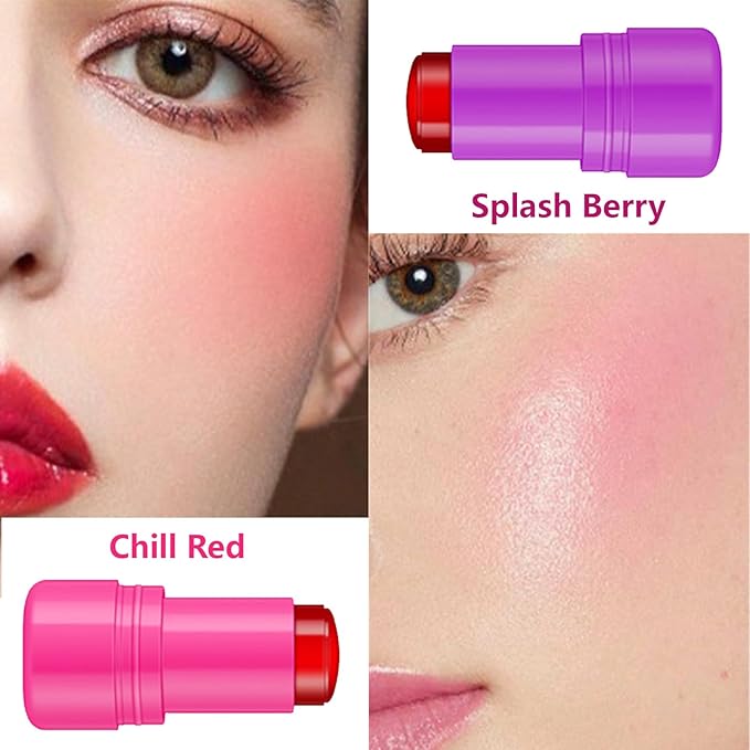 2 Pcs Milk Jelly Blush,Jelly Tint Blush Stick Stick (03#+04#)