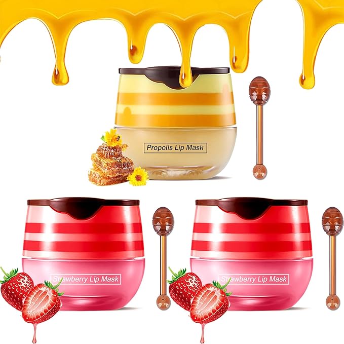 Bee Lip Balm Honey Pot,Strawberry &