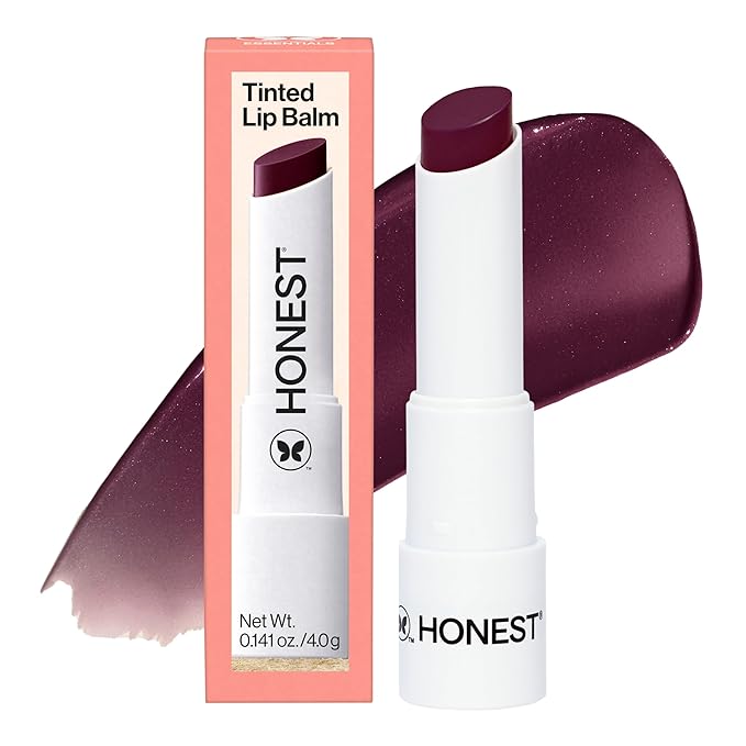 Honest Beauty Tinted Lip Balm | Antioxidant-rich Acai Extracts + Avocado Oil | EWG Certified, Vegan, Cruelty Free | Plum Drop