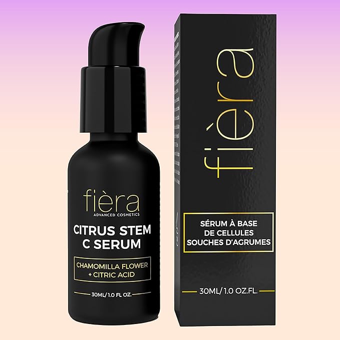 Fièra Vitamin C Serum with Hyaluronic Acid & Citrus Stem Cells - Anti-Aging Brightening, Firming, Hydrating Serum for Mature Skin, Reduces Dark Spots, Fine Lines & Boosts Radiance - 1 FL. OZ. / 30 ML