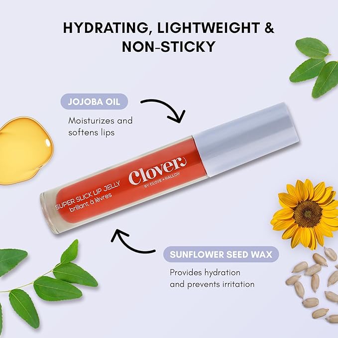 Clover Super Slick Lip Gloss | Non Sticky Lip Jelly, Moisturizing And Hydrating Pigmented Lip Gloss | Cruelty-Free & Vegan Lip Makeup | Shade - Smitten