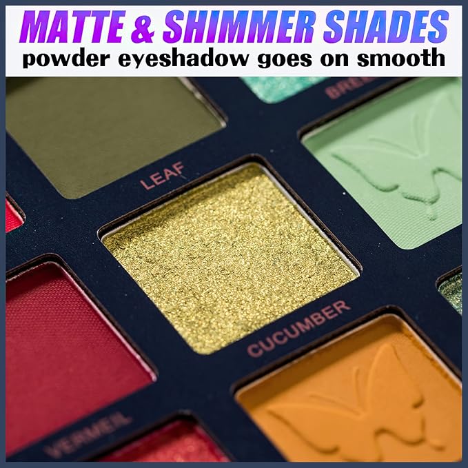 18 Colors Eyeshadow Palette, Butterfly Series Highly Pigmented Eye Makeup Palette, Matte Shimmer Metallic Powder Eyeshadow Pallet, Makeup Palette Cosmetics Gift, 111