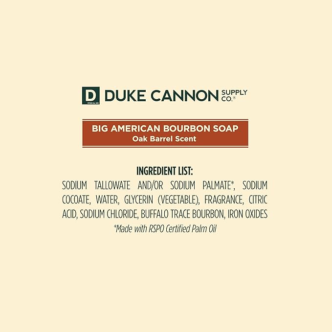 Duke Cannon Supply Co. Big Brick of Soap Bar for Men Big American Bourbon (Charred Oak Barrel Scent) - Extra Large, All Skin Types, 10 oz. (3 Pack)