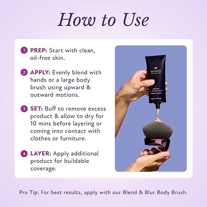 Westmore Beauty Body Coverage Perfector – Waterproof Leg & Body Makeup - Tattoo Cover Up Makeup - 3.5 Oz (Light Radiance)