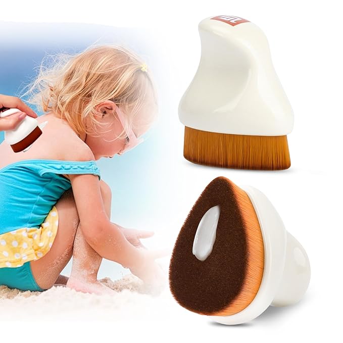 Sunscreen Applicator for Kids,Sunscreen Brush Sunblock Applicator with Protective Case for Kids,Baby,Adult,Beach Essentials for Sunscreen, Suncream and Sun Lotions (White A)