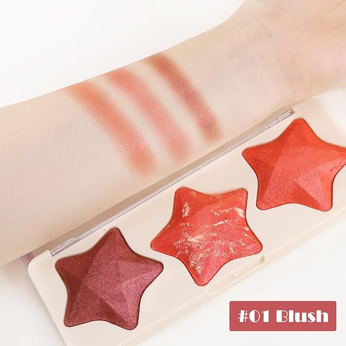 Boobeen 3 Colors Baked Shimmer Highlight & Blush