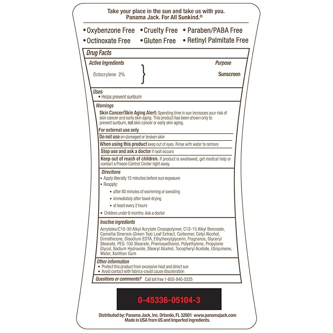 Panama Jack Sunscreen Tanning Lotion - SPF 4, PABA, Paraben, Gluten & Cruelty Free, Antioxidant Moisturizing Formula, 6 FL OZ (Pack of 1)