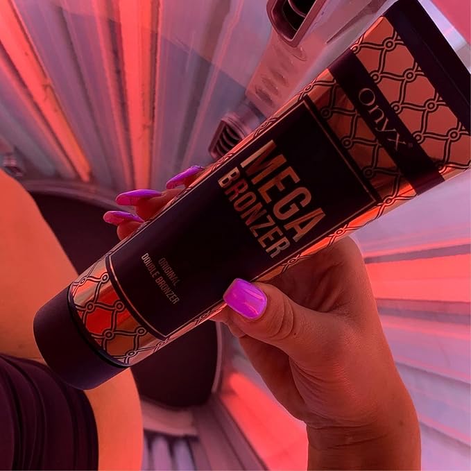 Onyx Mega Bronzer Indoor Tanning Lotion - Double Bronzing Tanning Lotion with Anti-Orange Formula - Gradual Tanning for Tanning Beds and Summer Essentials - White Bronzer for Stain-Free Effect
