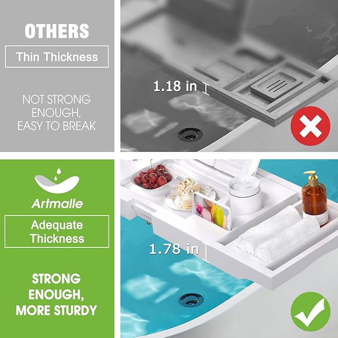 Artmalle bathtub caddy tray -