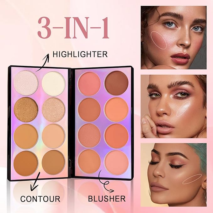 Coosa Blush Palette, Highlighter Contour Makeup Palette, Blush & Cheeks