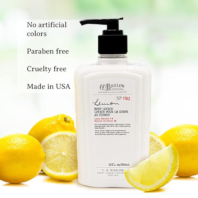 C.O. Bigelow Lemon Body Lotion, Moisturizing Body Lotion for Dry Skin with Shea Butter & Lemon Extract, 10 Fl Oz