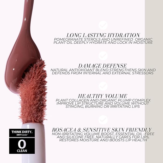 FITGLOW Beauty Lip Colour Serum | Hydrating Lip Gloss | Plumping Anti-Aging Lip Treatment | Natural Shine with Pomegranate Sterols & Collagen | Buildable Color for Dry Chapped Lips | Dahlia - 10g