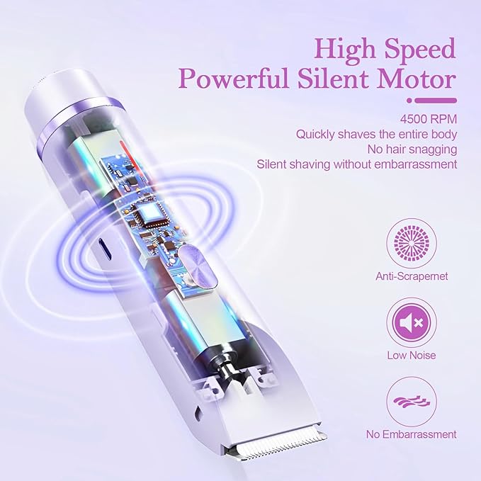 Dermave Bikini Shaver 2.0, 2025 New Glow Aura Bikini Trimmer for Women, 2 in 1 Dual Head Electric Razors for Women, IPX7 Waterproof Wet & Dry Electric Shaver, Portable Body Shaver (Purple)