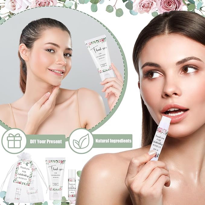 12 Sets Thank You Gifts Mini Sunscreen and Sunscreen Lip Balms Travel Size Thank You Gifts for Weddings Baby Shower Favors Supplies(Wedding)