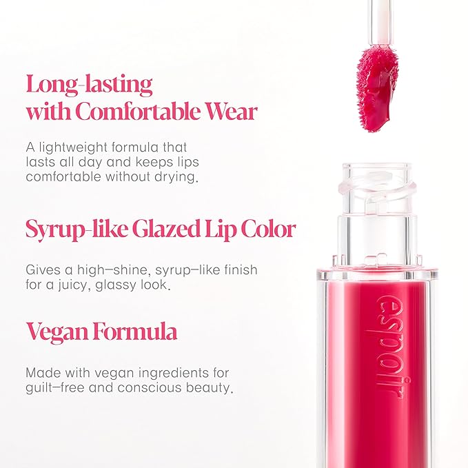 Espoir Couture Lip Tint Glaze #18 Tonka 0.14oz | Volumizing Lip Stain with Syrupy Shine | Long-Lasting & Vibrant Color for Radiant Lip Look | Moisturizing & Glossy Lip Tint | Korean Lip Makeup