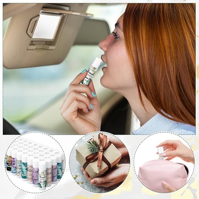 50 Pcs Lip Balm Bulk Christian Gift for Women Faith Religious Bible Verse Lip Balm Inspirational Gift Scripture Moisturizing Lip Care Product for Coworker Friend Sister Teacher (Marble Print)