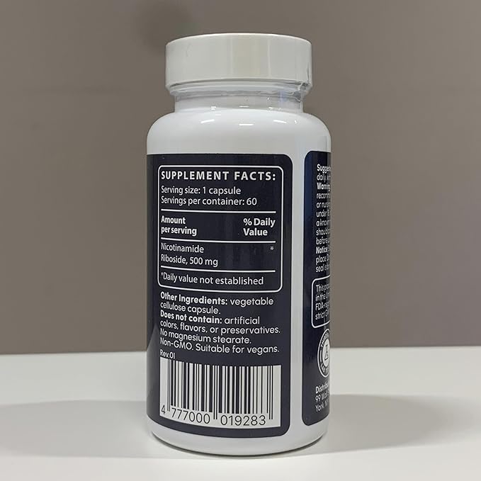 Nicotinamide Riboside (NR) 500mg – NR Supplement for Cellular Health, Anti-Aging, Energy & Metabolism Support – 2-Month Supply (60 Capsules)