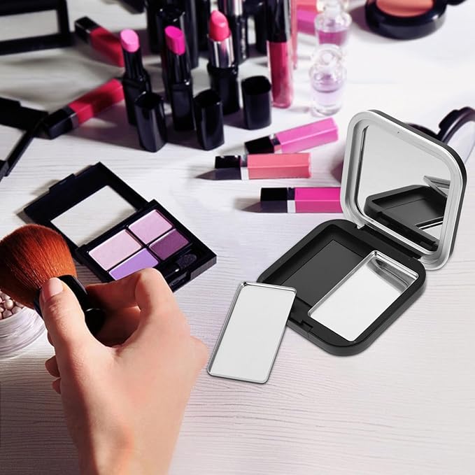Beaupretty Makeup Palettes 2pcs Empty Eyeshadow DIY Lipstick Lip Balm Blusher Containers Refillable Makeup Storage Case Box with Mirror Black Eyeshadow