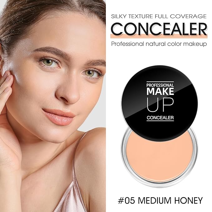 Cream Concealer Full Coverage Makeup, Matte Color Correcting MEDIUM HONEY)