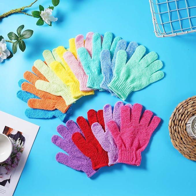 24 pcs exfoliating shower gloves,double