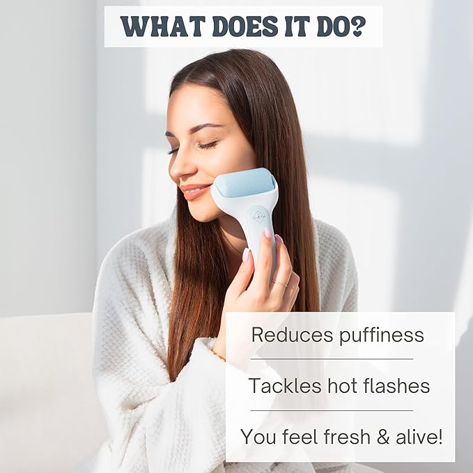 Facial Ice Roller for Face Premium with Carry Case and 2X Rollers for Long Lasting Cold - Eye Roller for Puffy Eyes & Cold Massage for Migraines (Ice Roller)