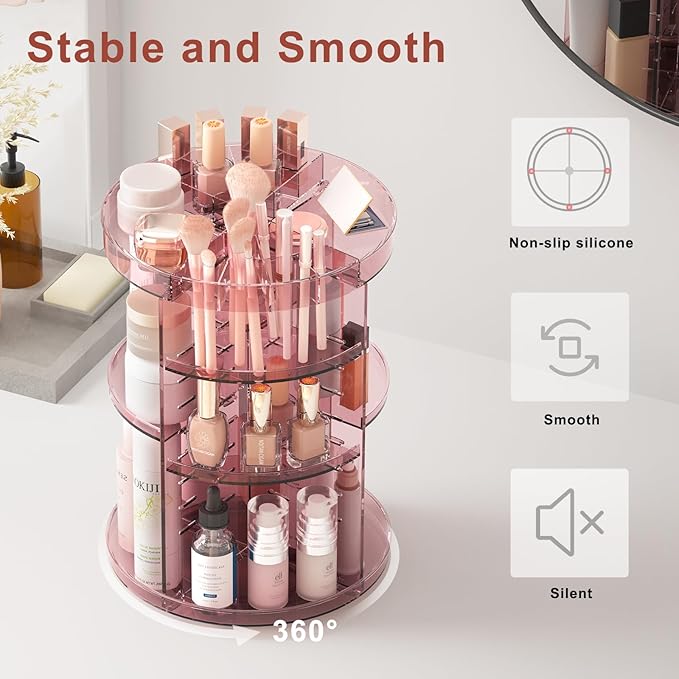 360 rotating makeup organizer with