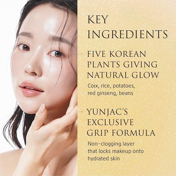 YUNJAC Base Prep (1.35 fl oz) - Grip Primer, Skin Perfecting Makeup Base for Korean Skin Prep. Silicone-Free, Serum Texture for Glowing, Flawless, and Long-Lasting Makeup
