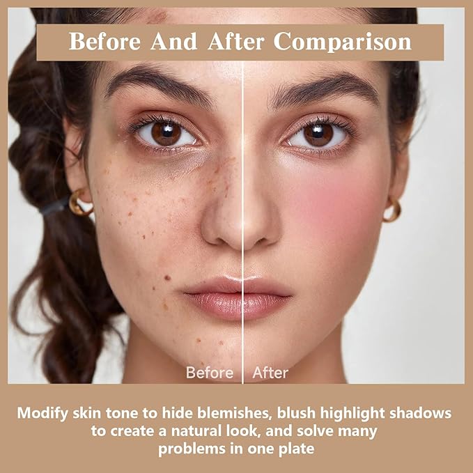 Cream Blush & Concealer Palette, 12 Colors, Long