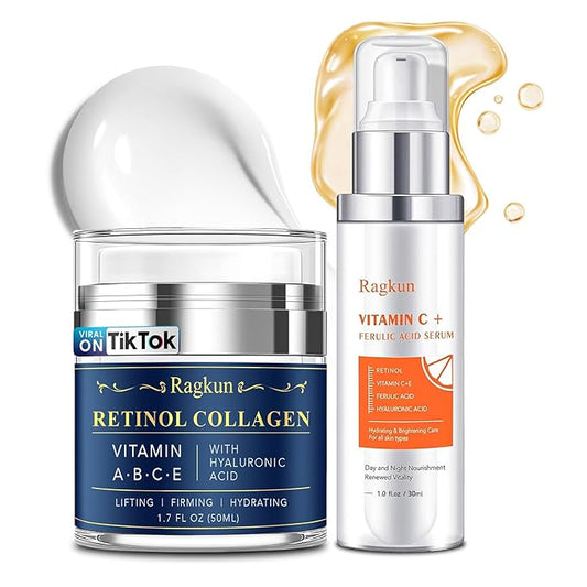 Retinol Cream for Face, Collagen Neck Creams for Tightening and Firming, Anti Aging Facial Moisturizer for Women & Men, Instant Face Lift Wrinkle Cream with vitamin c serum