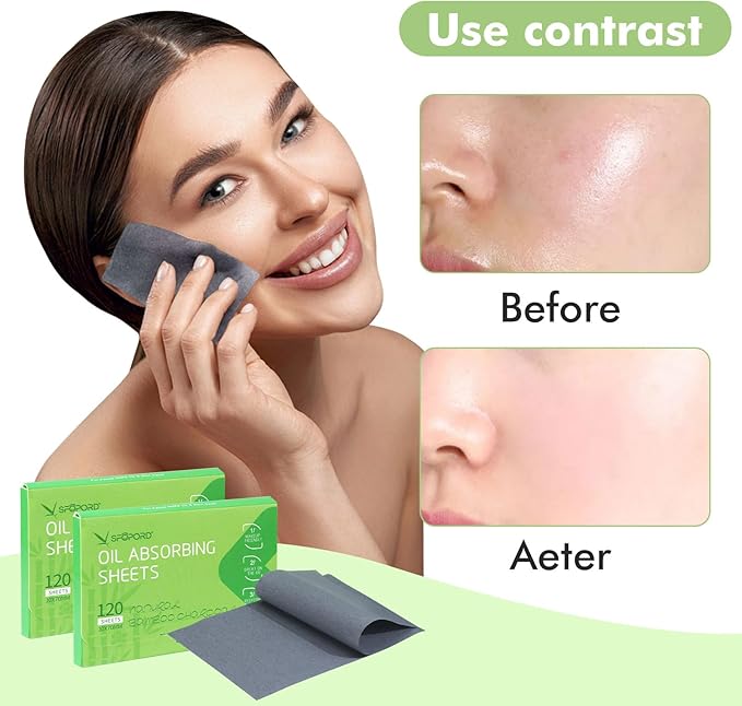 Oil Absorbing Sheets with Bamboo Charcoal - 4 Oily Skin