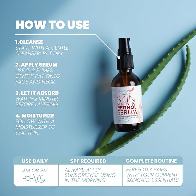 Retinol Serum for Face with Hyaluronic Acid & Vitamin E - For Anti-Aging, Fine Lines, Wrinkles, Resurfacing, Acne Marks and Scars, Skin Brightening, Dark Spot Correction Night Serum - 1oz