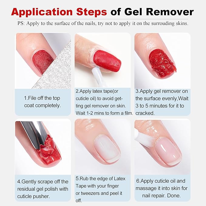 LOUINSTIC Gel Remover Kit – 3 Pcs (45ml) – Quick, Gentle Nail Care Solution for Home or Pro Use with Nail File