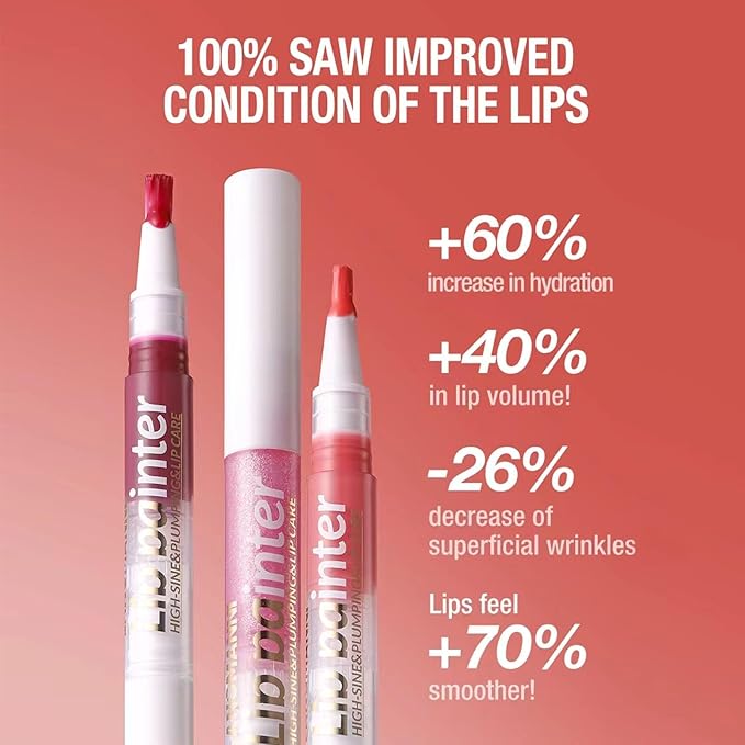 2 in 1 Rose Red Shimmer Lip Gloss Lip Plumper Gloss Tinted Glitter Lipgloss Lipstick Moisturizing High Shine And Vegan Plumping Lip Gloss For Women Girls Long-Lasting Dry Lip Care (10#)