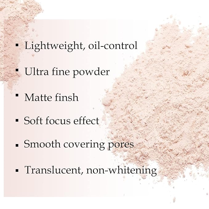 Boobeen Loose Face Powder Translucent Setting Powder Oil Control Loose Powder, Soft Focus Effect Makeup Loose Setting Powder, Lightweight Shine Control Matte Finishing, with Puff
