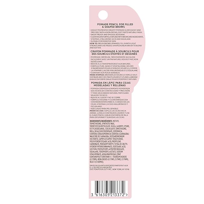 Covergirl Clean Fresh Brow Filler Pomade, 600 Dark Brown, Eyebrow Pencil, Ultra-Precise Tip, Creamy Formula, Highly Pigmented, Soft Matte Finish, Vegan Formula, 0.007oz