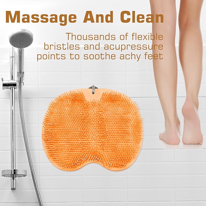 Shower foot scrubber mat back