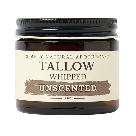 Beef Tallow for Skin Care, Face, Hands - Natural Moisturizer - Whipped - Organic Grass-Fed Beef Fat - Vitamins A, D, E, K - Dry Skin, Baby Diaper Cream - Hydrating - Handmade - Unscented - 2 oz Jar