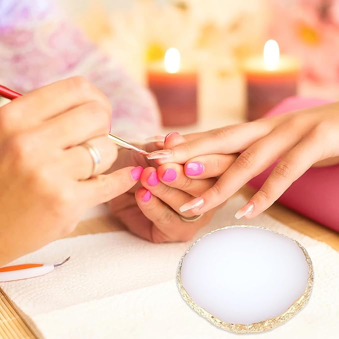 Resin Nail Art Palette Gold Edge Nail Holder Heart Shaped Color Makeup Foundation Mixing Tools Display Board Gel Nail Art Color Mixing Palette Painting Tray Manicure Tool (Irregular White)