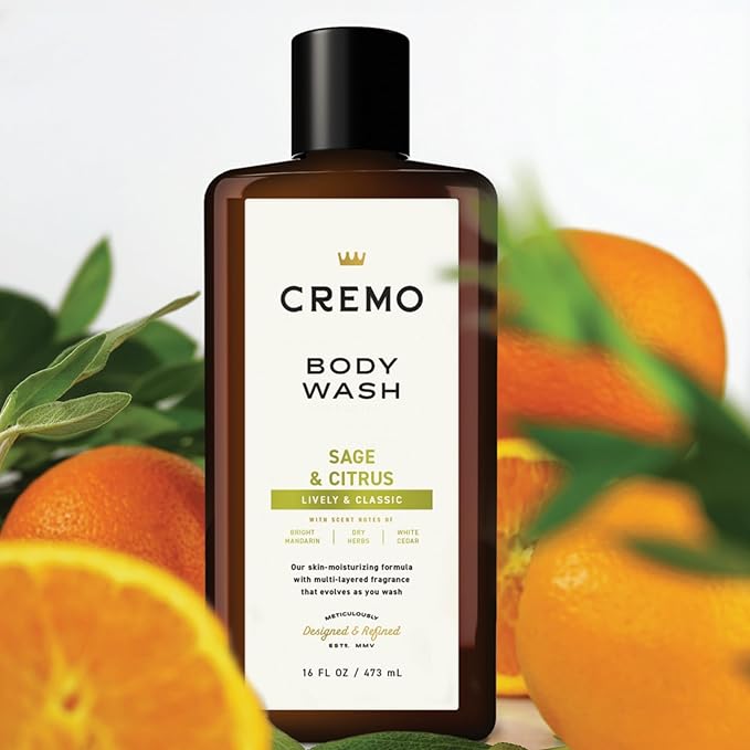 Cremo Body Wash Men, A Revitalizing Combination of Bright Mandarin, Dry Herbs and White Cedar, 16 Fl Oz