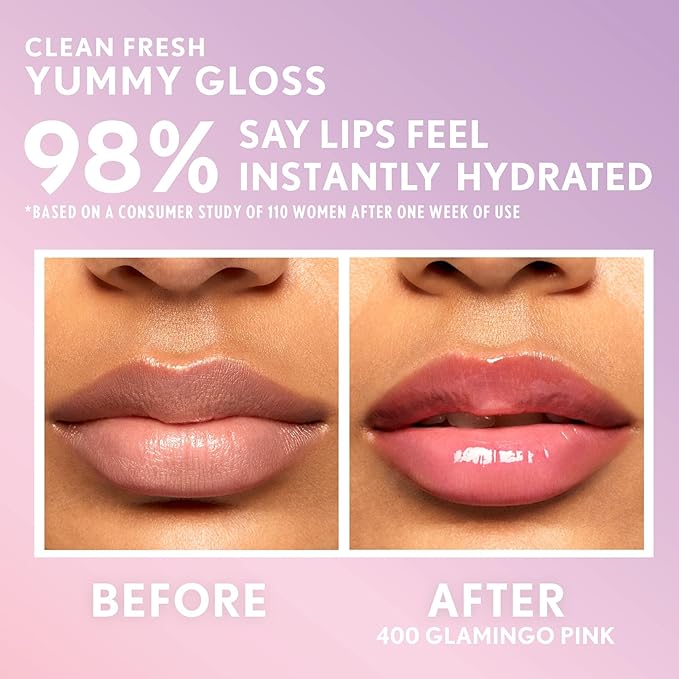 COVERGIRL Clean Fresh Yummy Gloss – Lip Gloss, Sheer, Natural Scents, Vegan Formula - Glamingo Pink