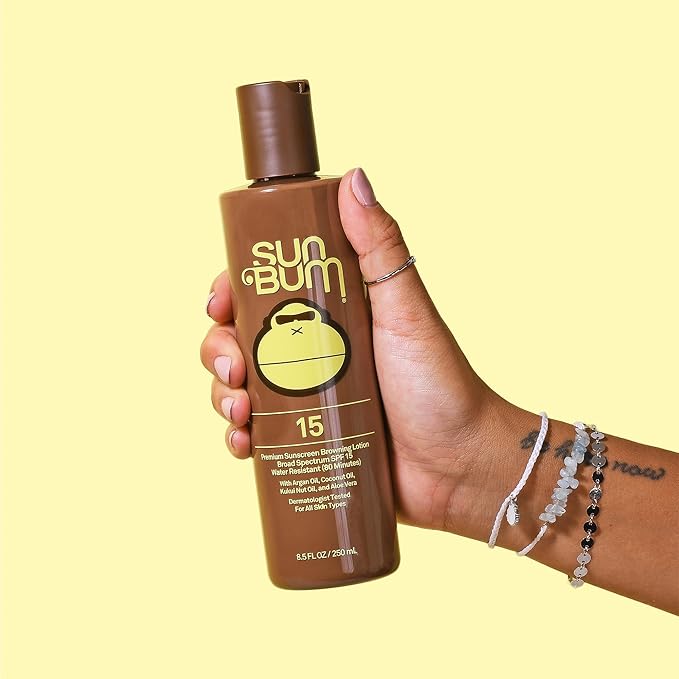 Sun Bum SPF 15 Browning Lotion | Vegan and Hawaii 104 Act Compliant (Octinoxate & Oxybenzone Free) Broad Spectrum Moisturizing UVA/UVB Sunscreen Tanning Lotion with Vitamin E | 8.5 oz