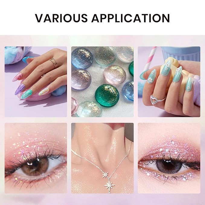 Beetles Glitter Gel Nail Polish Set, Pastel Pink Purple Blue 6 Colors Nebula Halo Chameleon Gel Polish Soak Off Uv Nail Lamp Gifts for Women