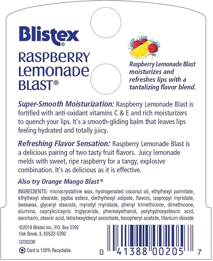 Blistex Raspberry Lemonade Blast Lip Protectant, .15 oz (Pack of 6)