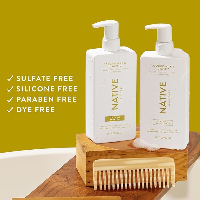 Coconut & Turmeric Shampoo and Conditioner Contain Naturally Derived Ingredients | All Hair Types, Color & Treated, Fine to Dry Damaged, Sulfate & Dye Free - 2-Pack